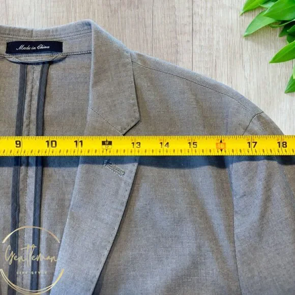 LANDS' END Mens 2 Piece Suit Blazer Jacket 42R Pant 34Wx31L Gray Stretch Cotton